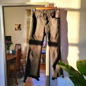 Black high waisted kick flare distressed jeans Size 27"